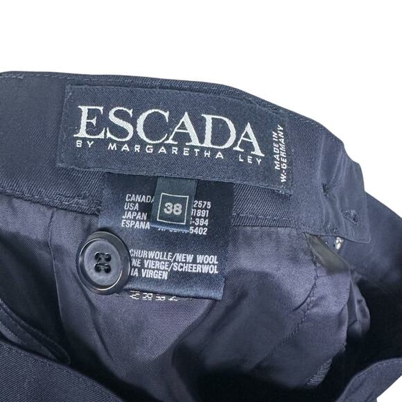 Escada Margaretha Ley Navy Blue Pencil Skirt Wool Lined Size 38 - Picture 5 of 5